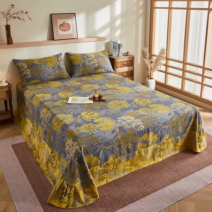 Jacquard-Steppdecke aus Baumwollgaze mit botanischem Baummuster - Spannbettlaken mit 2 Kissenbezügen - 245cm x 250cm - image 7