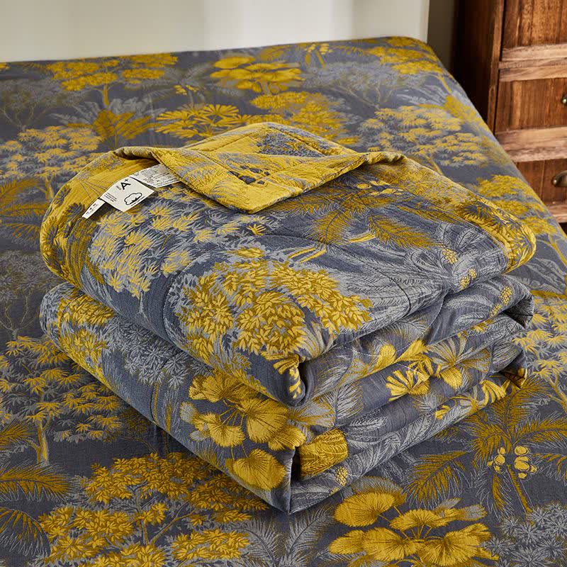 Jacquard-Steppdecke aus Baumwollgaze mit botanischem Baummuster - image 6