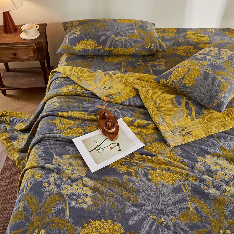 Jacquard-Steppdecke aus Baumwollgaze mit botanischem Baummuster - image 5