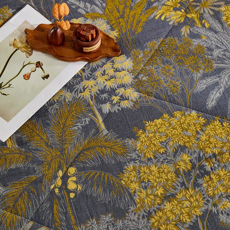 Jacquard-Steppdecke aus Baumwollgaze mit botanischem Baummuster - image 8