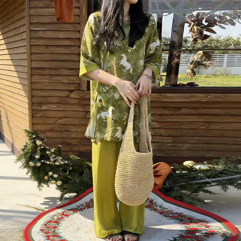 Loungewear-Set mit Pferdeprint im orientalischen Stil - image 3