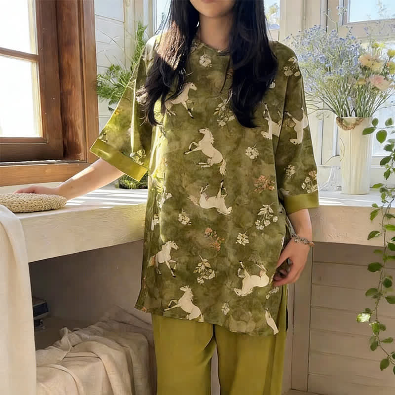 Loungewear-Set mit Pferdeprint im orientalischen Stil - image 2