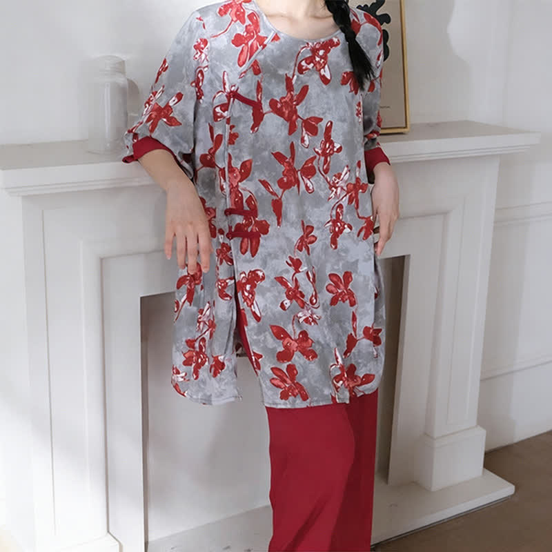 Vintage Loungewear-Set mit Blumenmuster im orientalischen Stil - image 4