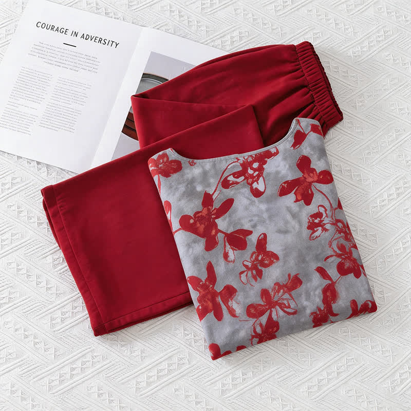 Vintage Loungewear-Set mit Blumenmuster im orientalischen Stil - image 6