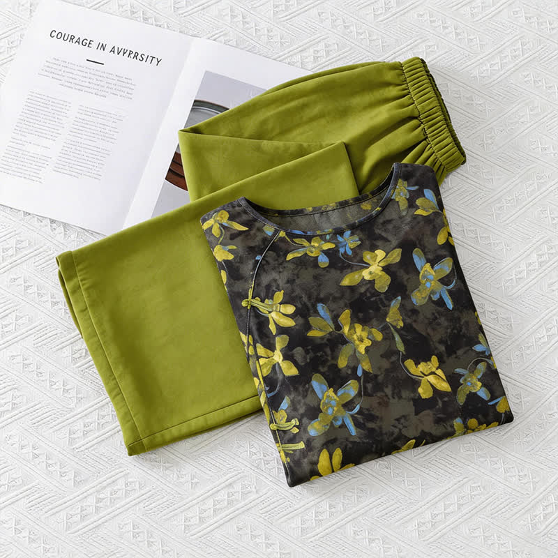 Retro-Pyjama-Set mit Blumenmuster im orientalischen Stil - image 7