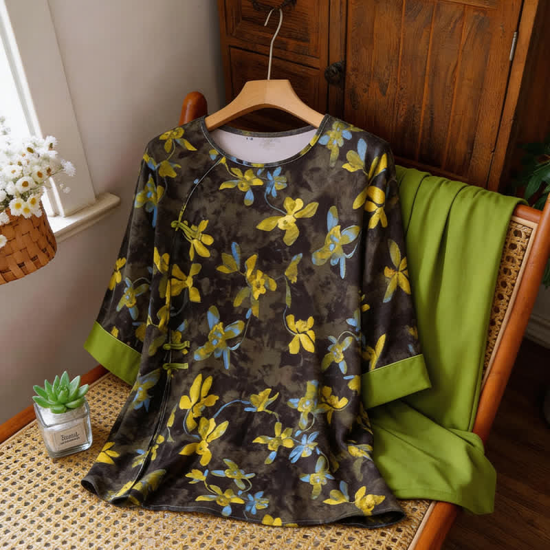 Retro-Pyjama-Set mit Blumenmuster im orientalischen Stil - image 6