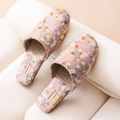 Hausschuhe aus Satin mit Chinoiserie-Stickerei - Rosa - L - image 4