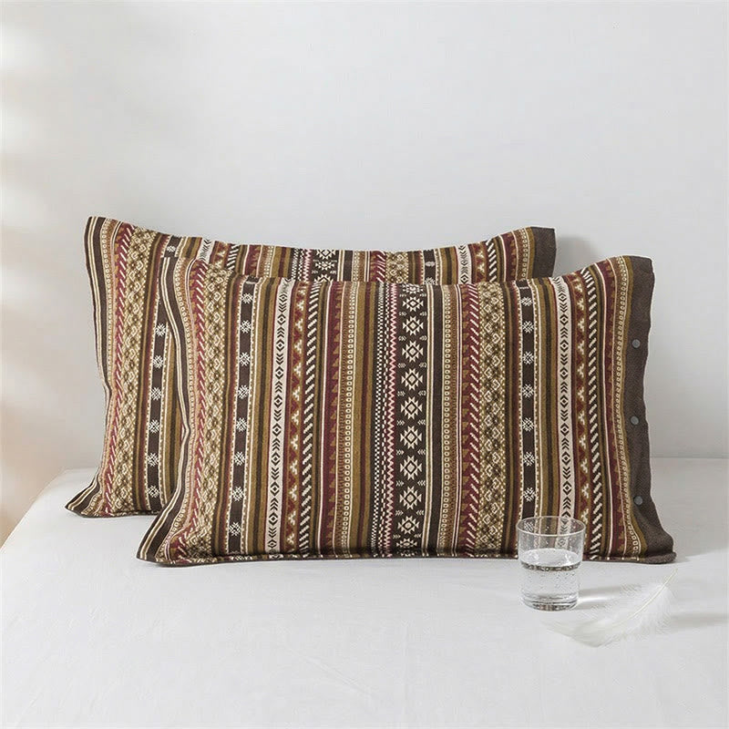 Kissenbezüge aus reiner Baumwolle mit Bohème-Knopf (2 Stück) - 52 cm x 76 cm - image 0