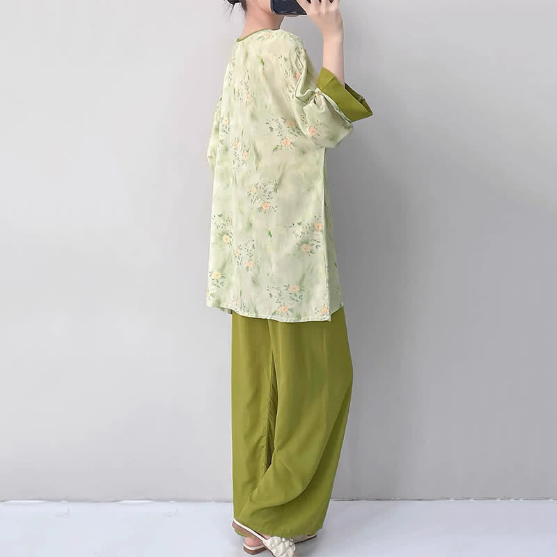 Pyjama-Set mit frischem Blumenmuster im orientalischen Stil - image 2