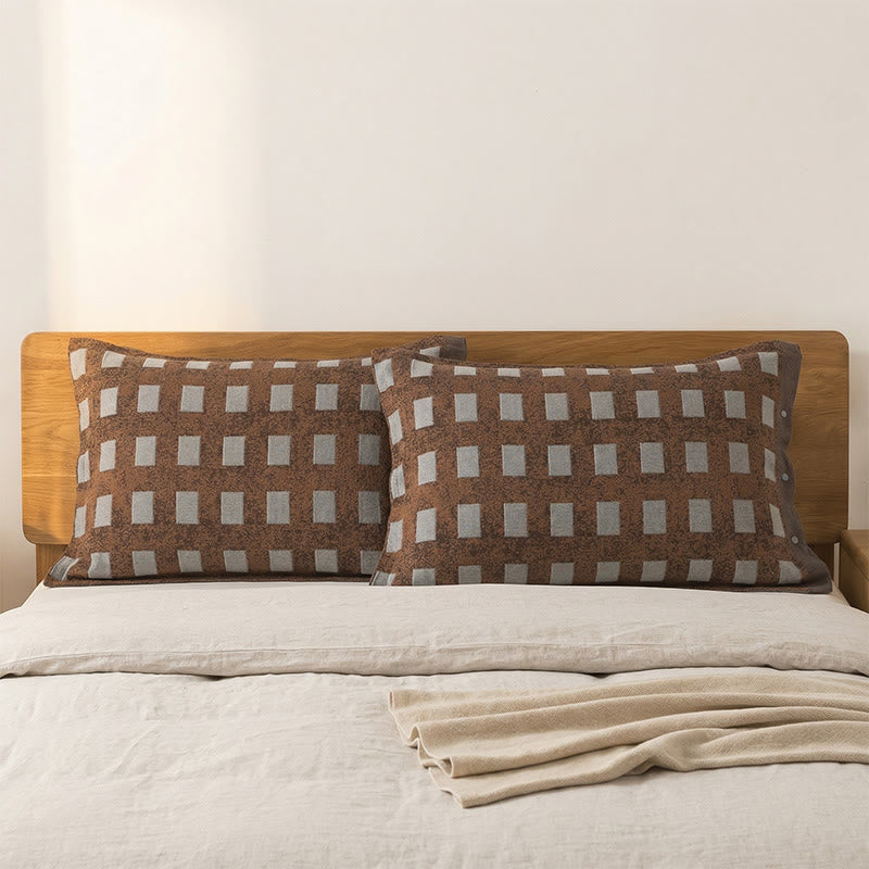 Moderne Jacquard-Baumwoll-Kissenbezüge (2 Stück) - Grau - 52 cm x 76 cm - image 0