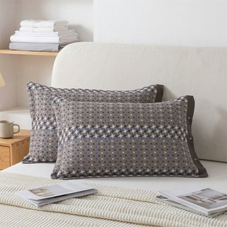 Jacquard-Strick-Kissenbezüge aus Baumwolle mit Knöpfen (2 Stück) - Grau - 52 cm x 76 cm - image 0