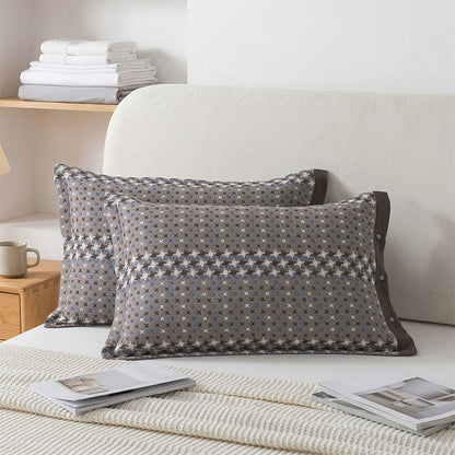 Jacquard-Strick-Kissenbezüge aus Baumwolle mit Knöpfen (2 Stück) - Grau - 52 cm x 76 cm - image 0