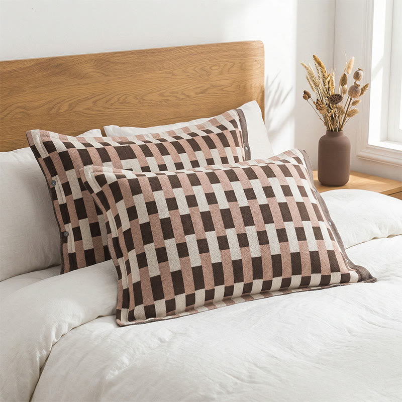 Kissenbezüge aus reiner Baumwolle mit gemischten Streifen (2 Stück) - Braun & Beige - 52 cm x 76 cm - image 0