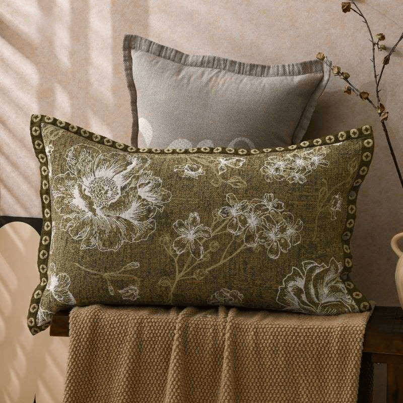 Kissenbezüge aus reiner Baumwolle mit Jacquard-Blumenmuster (2 Stück) - Grün - 80 cm x 54 cm - image 0