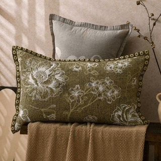 Kissenbezüge aus reiner Baumwolle mit Jacquard-Blumenmuster (2 Stück) - Grün - 80 cm x 54 cm - image 0