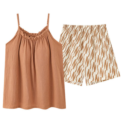 Pyjama-Set mit Camisole und abstrakt gestreiften Shorts - image 9