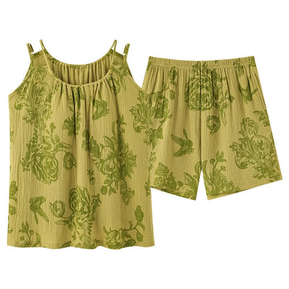 Vintage Pyjama mit Blumenmuster und Vögeln - image 9