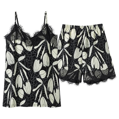 Pyjama aus Baumwolle mit abstraktem Blumenmuster (Top und Shorts) - image 9
