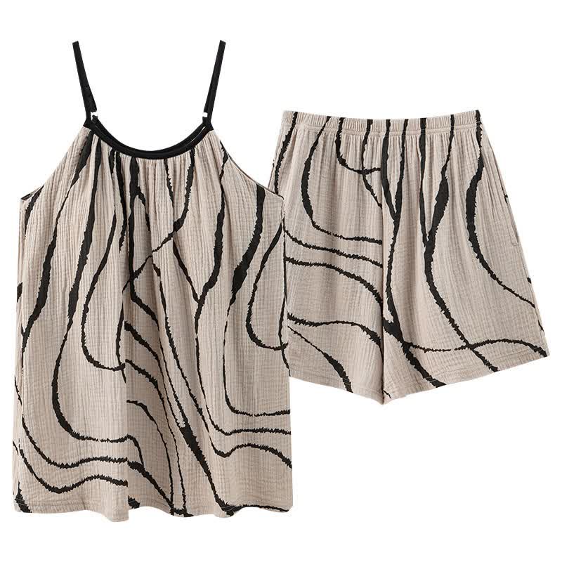 Pyjama mit künstlerisch geformtem Baumwollgaze-Cami-Shirt - image 1
