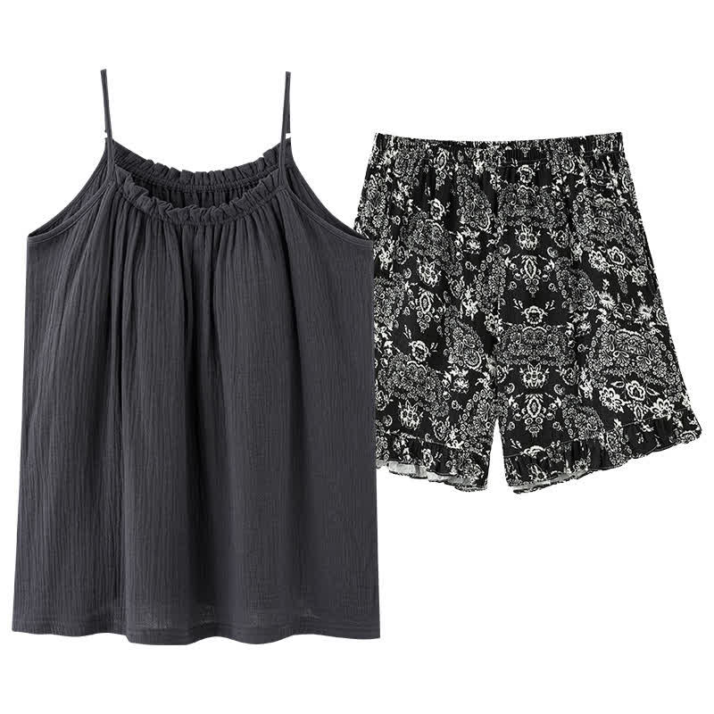 Schlafanzug-Set mit Camisole und Shorts im Vintage-Stil - image 10