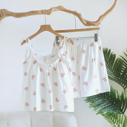 Baumwoll-Doppelgaze-Herz-Cami-Pyjama - Weiß - XL - image 15