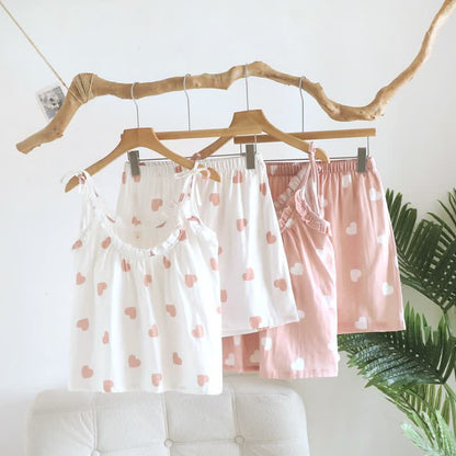 Baumwoll-Doppelgaze-Herz-Cami-Pyjama - image 2