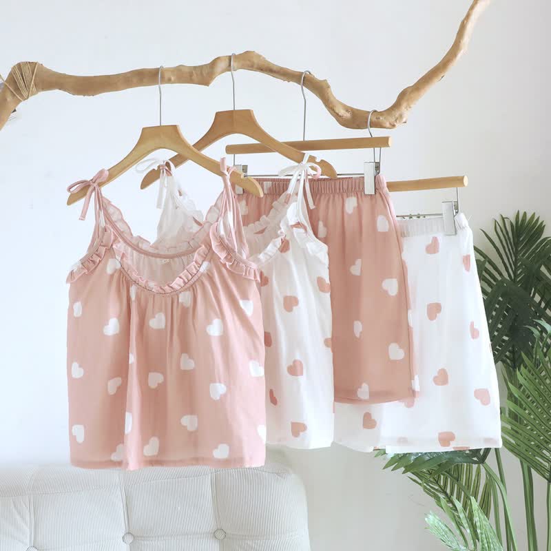 Baumwoll-Doppelgaze-Herz-Cami-Pyjama - image 0