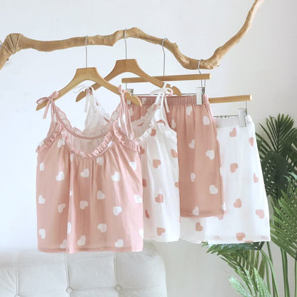 Baumwoll-Doppelgaze-Herz-Cami-Pyjama - image 0
