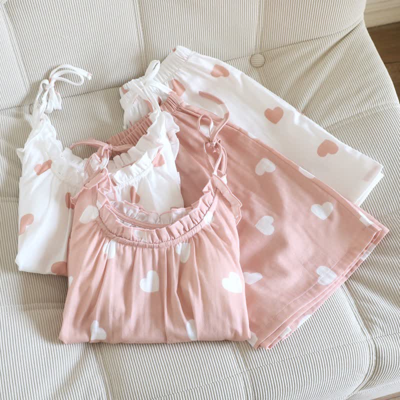 Baumwoll-Doppelgaze-Herz-Cami-Pyjama - image 1