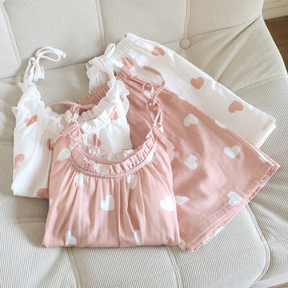 Baumwoll-Doppelgaze-Herz-Cami-Pyjama - image 1