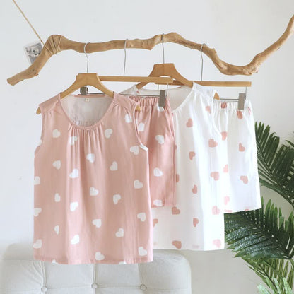 Pyjama mit Herzchenmuster aus doppellagigem Baumwoll-Doppelgaze - image 2