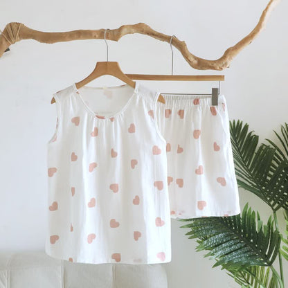 Pyjama mit Herzchenmuster aus doppellagigem Baumwoll-Doppelgaze - Weiß - XL - image 4