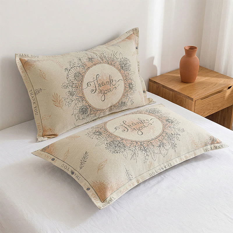 Kissenbezüge aus Baumwollleinen mit Blumenmuster (2 Stück) - Braun & Gelb - 48 cm x 74 cm - image 2