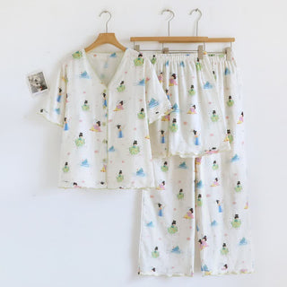 Vintage-Baumwollpyjama im orientalischen Prinzessinnen-Stil (3-teilig) - Beige - XL - image 0