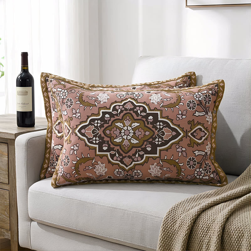 Kissenbezüge mit Knöpfen im Bohemian-Jacquard-Stil (2 Stück) - Braun - 80 cm x 54 cm - image 0