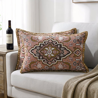 Kissenbezüge mit Knöpfen im Bohemian-Jacquard-Stil (2 Stück) - Braun - 80 cm x 54 cm - image 0