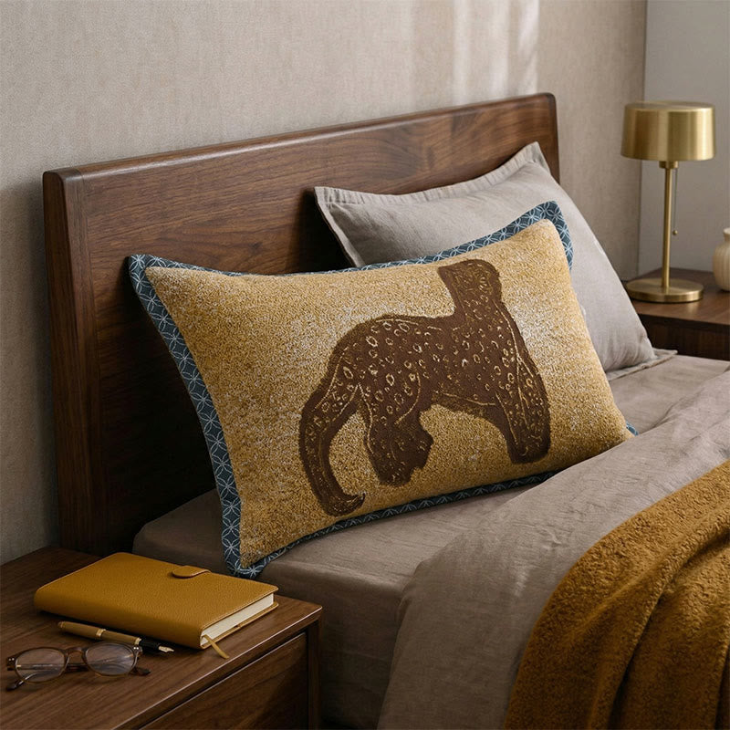 Kissenbezüge mit Leopardenmuster im Bohème-Jacquard-Stil (2 Stück) - Braun & Gelb - 80 cm x 54 cm - image 0