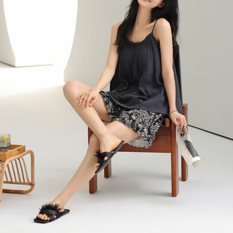 Schlafanzug-Set mit Camisole und Shorts im Vintage-Stil - image 2