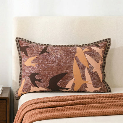 Kissenbezüge mit Vogel-Jacquard-Muster und Vintage-Knopfmuster (2 Stück) - Braun - 80 cm x 54 cm - image 0