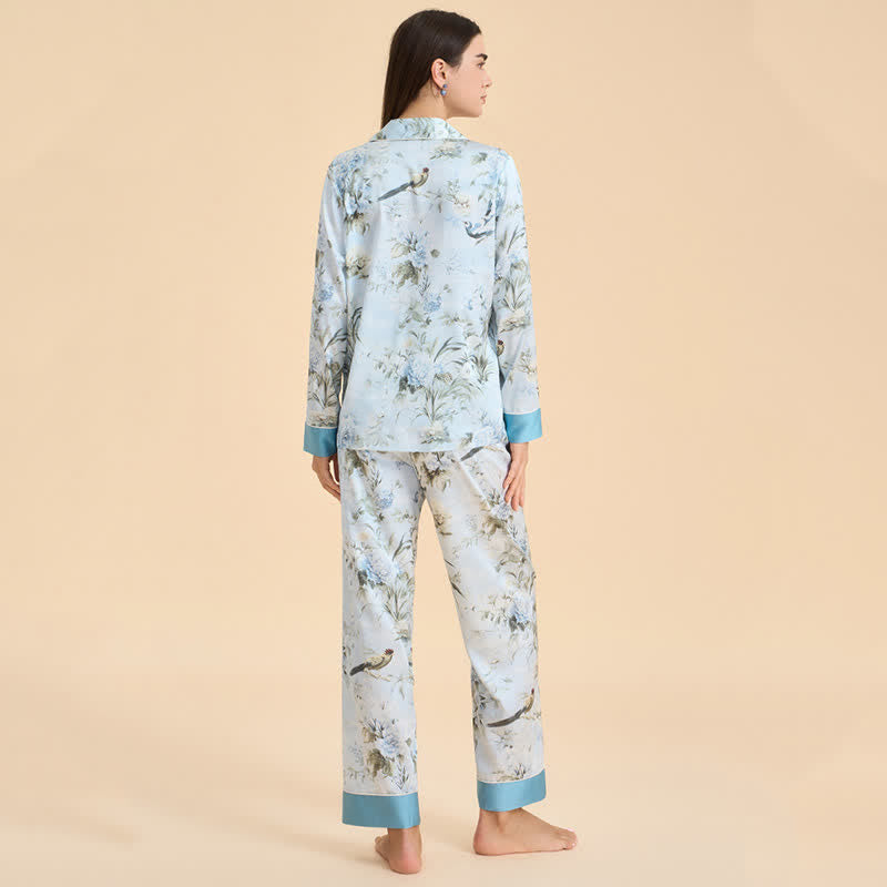 Elegantes Pyjama-Set mit Blumen- und Vogelmuster - image 5