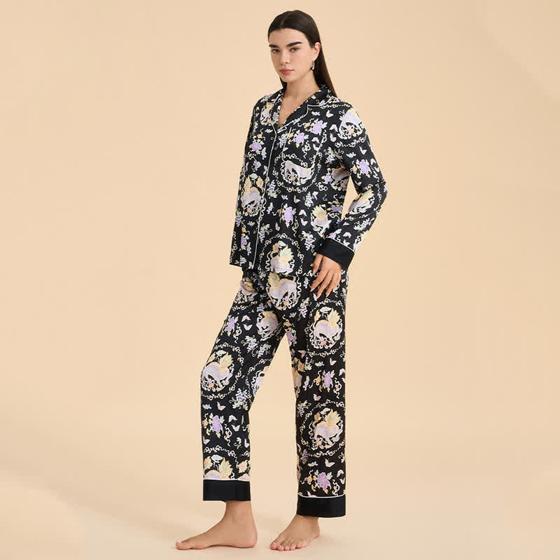 Pyjama-Set mit orientalischem Qilin-Print - image 4