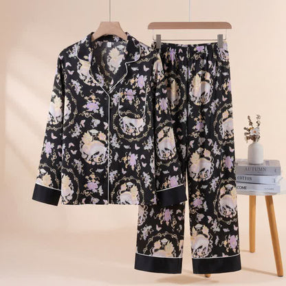 Pyjama-Set mit orientalischem Qilin-Print - Schwarz - XL - image 0
