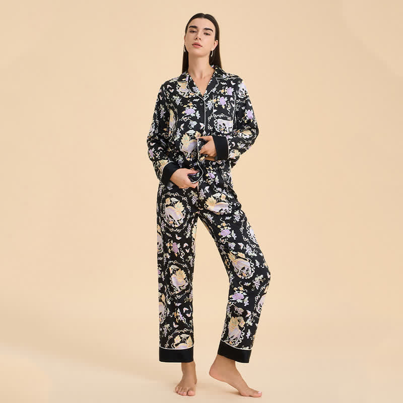 Pyjama-Set mit orientalischem Qilin-Print - image 3