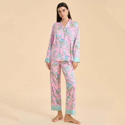 Künstlerisches blaues Pyjama-Set mit Blumenmuster - image 3