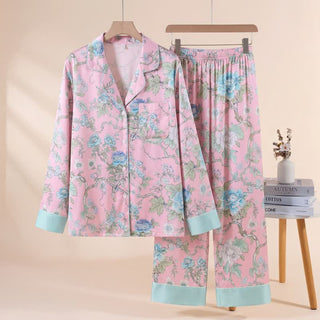 Künstlerisches blaues Pyjama-Set mit Blumenmuster - image 0