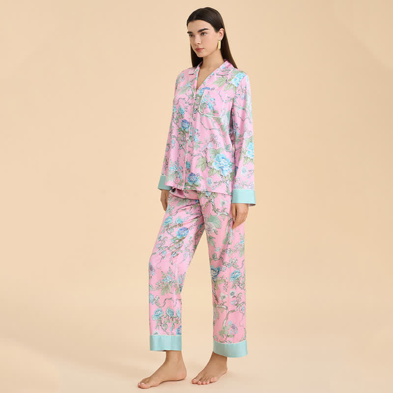 Künstlerisches blaues Pyjama-Set mit Blumenmuster - image 4
