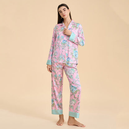 Künstlerisches blaues Pyjama-Set mit Blumenmuster - Rosa - XL - image 2
