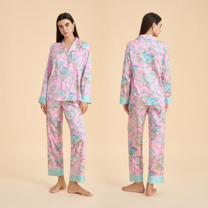 Künstlerisches blaues Pyjama-Set mit Blumenmuster - image 1