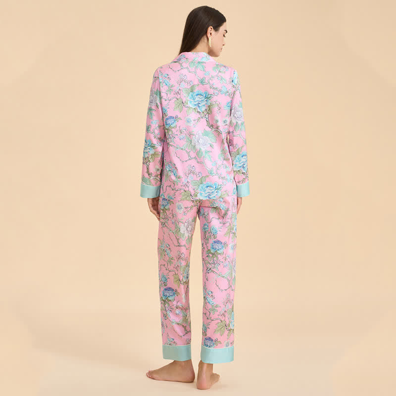 Künstlerisches blaues Pyjama-Set mit Blumenmuster - image 5