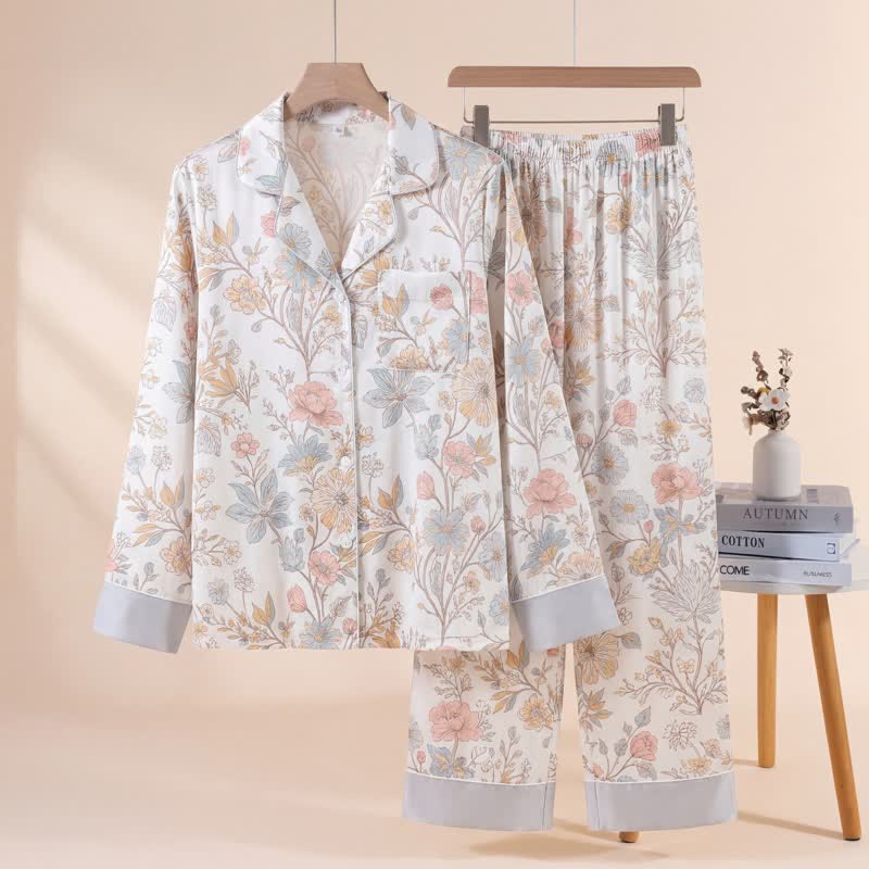 Pyjama-Set mit frischem Blumenmuster - Beige - XL - image 0